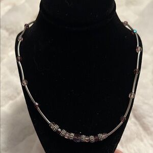 Lia Sophia Silver and Purple Bead Necklace 16”